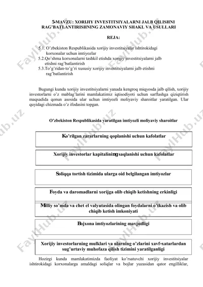 xorijiy investitsiyalarni jalb qilishning zamonaviy shakl va usullari — PDF