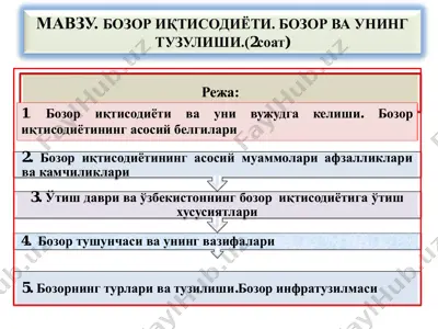 bozor iqtisodiyoti va uning tuzilishi — PDF