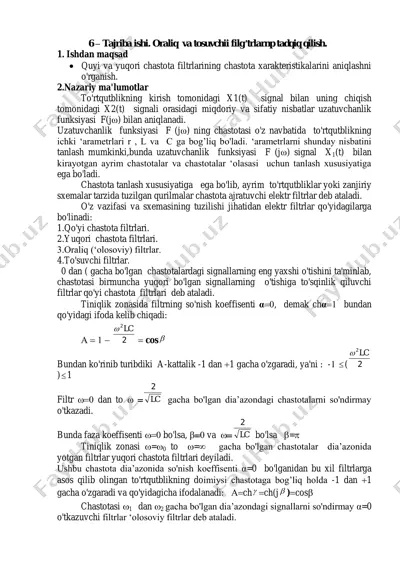 elektr filtrlar — PDF