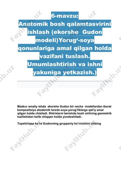 anatomik bosh qalamtasvirini ishlash (ekorshe gudon modeli) — PDF