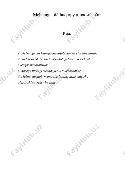 mehnatga oid huquqiy munosabatlar — DOC