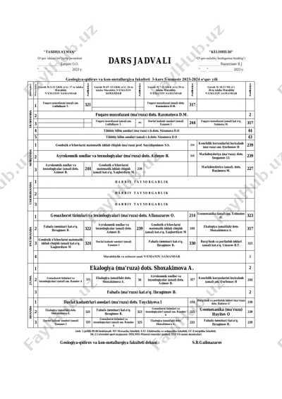 hafta kunlari mashg‘ulotlari — PDF