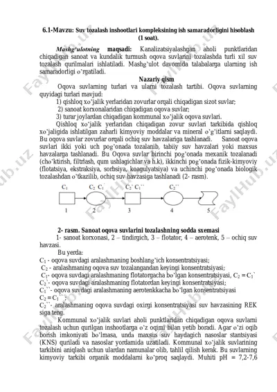 suv tozalash inshootlari kompleksining ish samaradorligini hisoblash — PDF