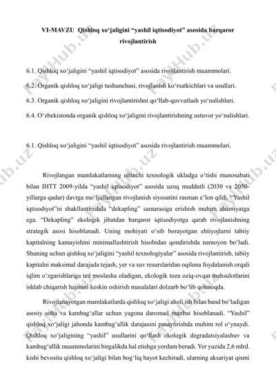 qishloq xo‘jaligini “yashil iqtisodiyot” asosida rivojlantirish — PDF