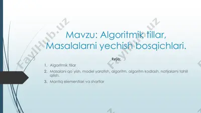 algoritmik tillar haqida tushuncha — PDF