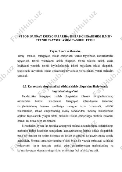 sanoat korxonalarida ishlab chiqarishni ilmiy-texnik tayyorlash — PDF