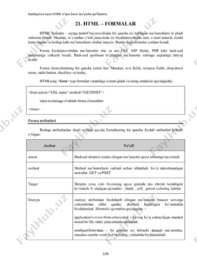 html- formalar bo'yicha qo'llanma — PDF