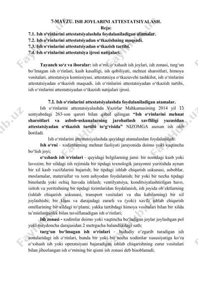 ish joylarini attestatsiyalash — PDF