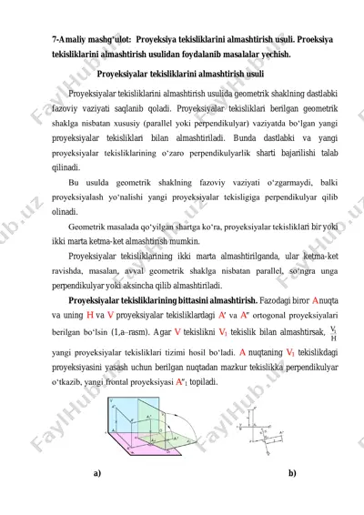 proyeksiya tekisliklarini almashtirish usuli — PDF