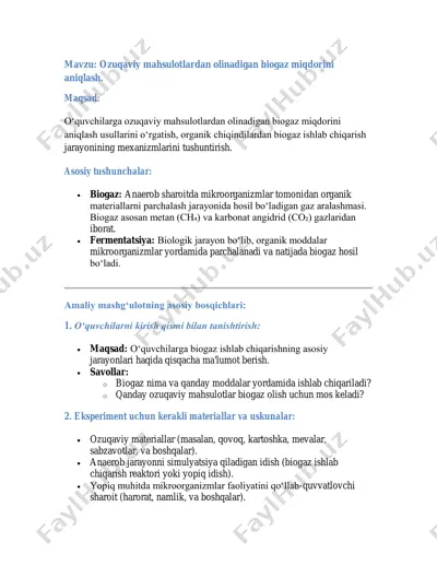 biogaz miqdorini aniqlash — PDF