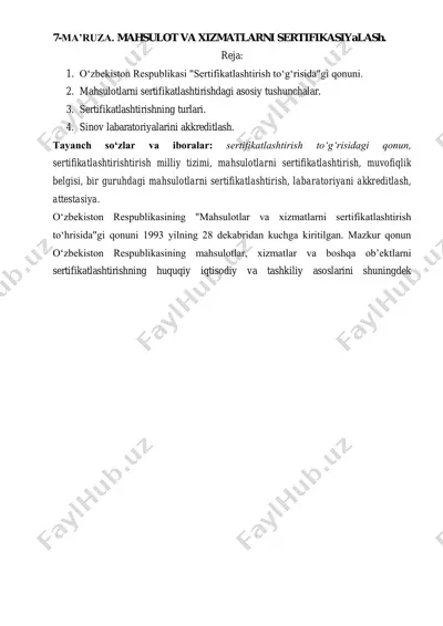sertifikatlashtirish to'g'risida qonun — PDF
