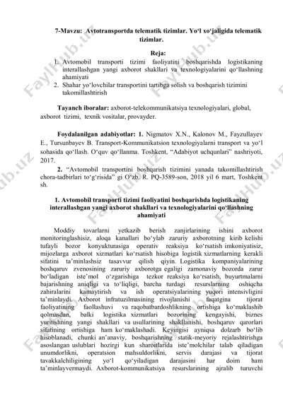 avtotransportda telematik tizimlar — PDF