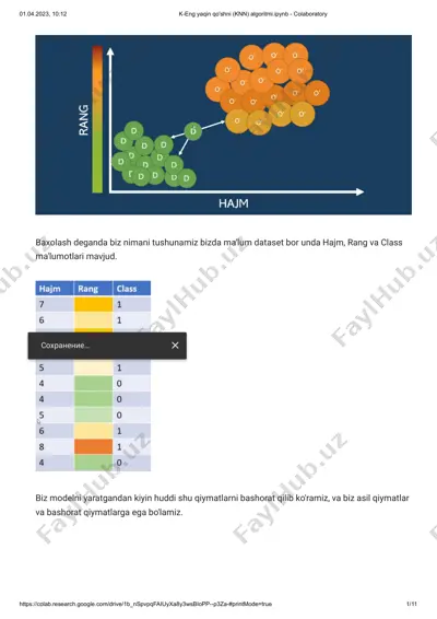 k-eng yaqin qo'shni (knn) algoritmi — PDF