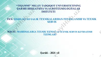 mashinalarga texnik xizmat ko'rsatish va texnik servis — PDF