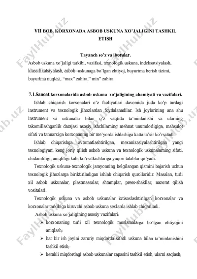 asbob uskuna xo’jaligining tashkili — PDF