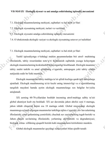 ekologik siyosatning iqtisodiy mexanizmi — PDF
