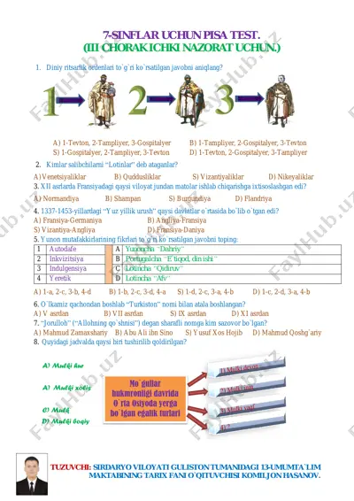 pisa test - 7-sinflar uchun — PDF
