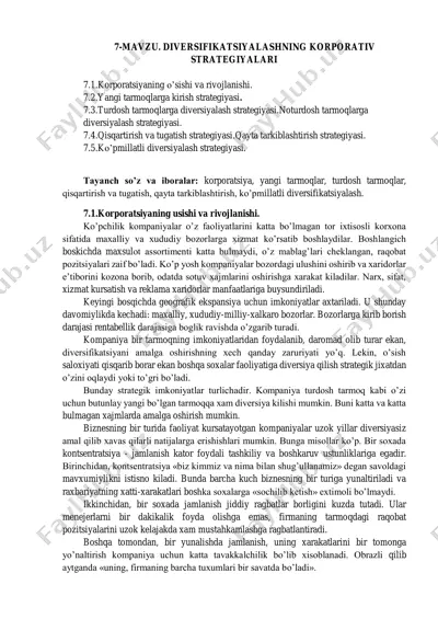 diversifikatsiyalashning korporativ strategiyalari — PDF