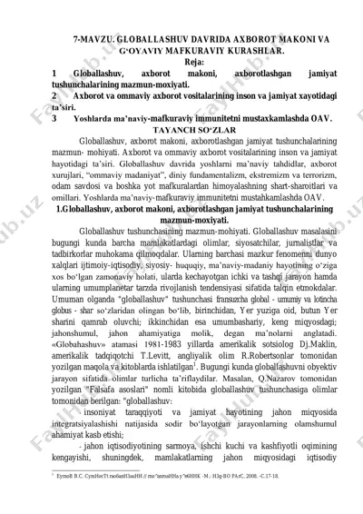 globallashuv davrida axborot makoni va g‘oyaviy mafkuraviy kurashlar — PDF