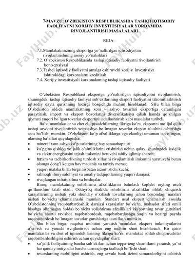 tashqi iqtisodiy faoliyatni amalga oshiruvchi xoriy investitsiyalar — PDF