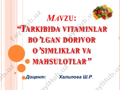 vitaminlar haqida umumiy tushuncha — PDF