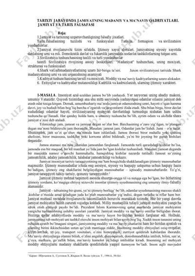 tarixiy jarayonda jamiyatning madaniy va ma’naviy qadriyatlari — PDF