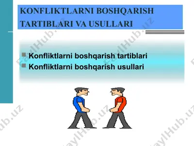 konfliktlarni boshqarish tartiblari va usullari — PPT