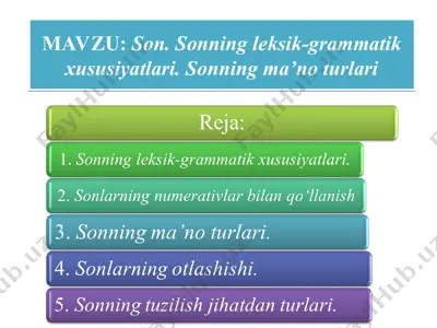 sonlar haqida ma'lumotlar — PPT