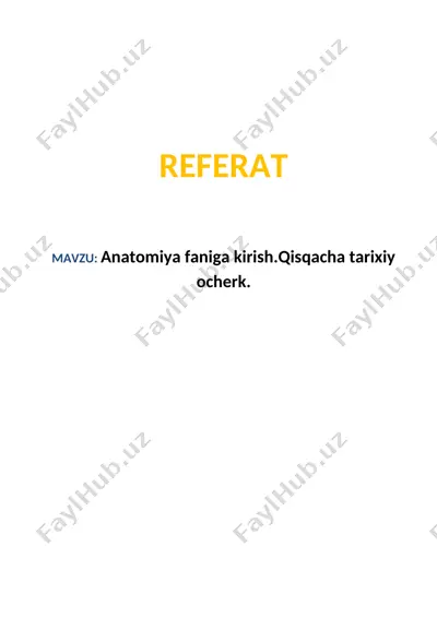 anatomiya faniga kirish — DOCX