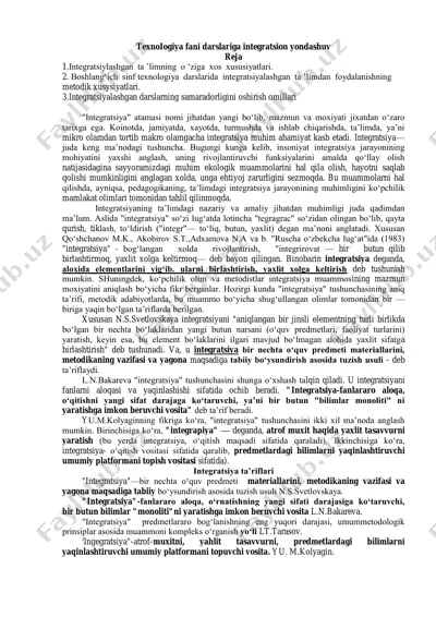 integratsiya faniga oid darslar — PDF