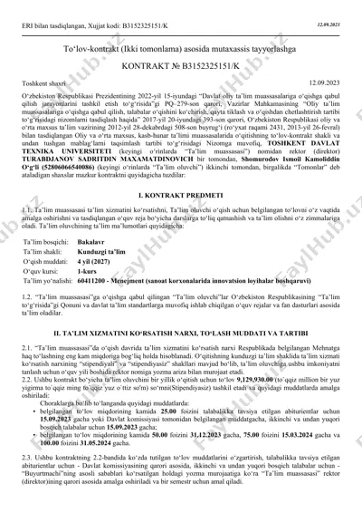 toshkent davlat texnika universiteti ta'lim kontrakti — PDF