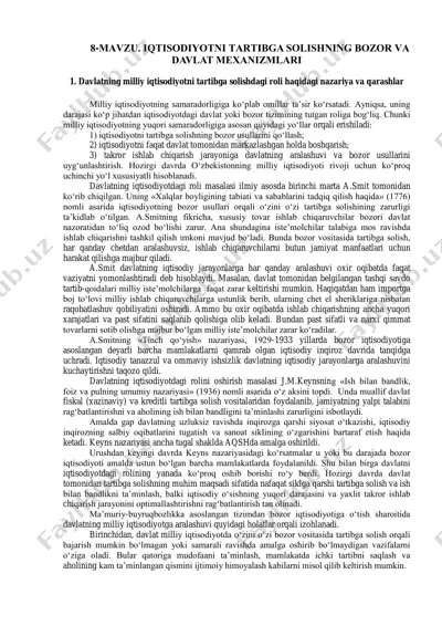 iqtisodiyotni tartibga solishning bozor va davlat mexanizmlari — PDF