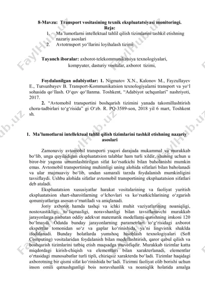 transport vositasining texnik ekspluatatsiyasi monitoringi — PDF