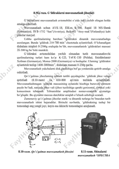g’ildiraklarni muvozanatlash jihozlari — PDF