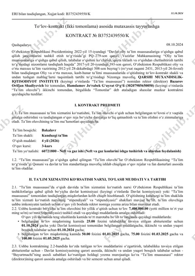 to‘lov-kontrakt tayyorgarligi — PDF