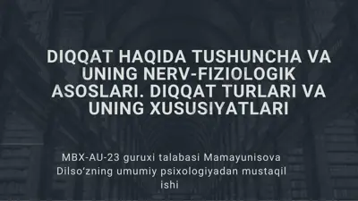 diqqat tushunchasi va uning nerv-fiziologik asoslari — PDF