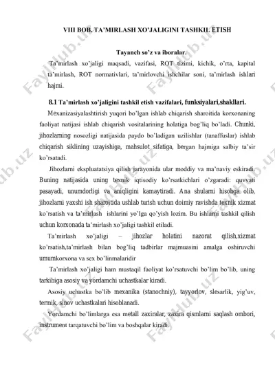 ta'mirlash xo'jaligini tashkil etish — PDF