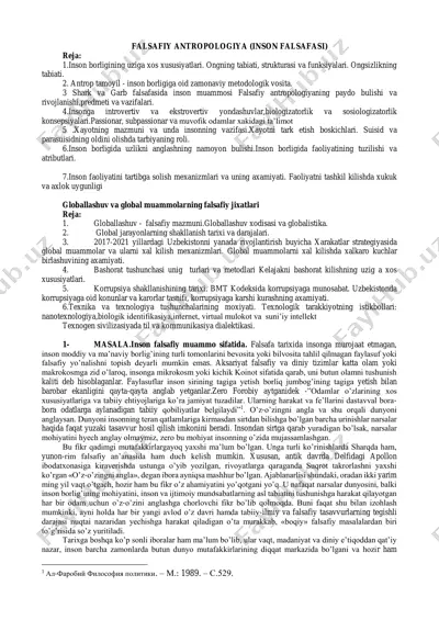falsafiy antropologiya (inson falsafasi) — PDF