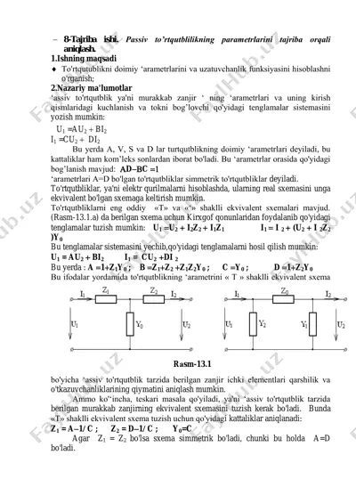 passiv to‘rtqutblikning parametrlarini tajriba orqali aniqlash — PDF