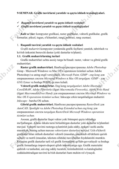 grafik tasvirlarni yaratish va qayta ishlash texnologiyalari — PDF