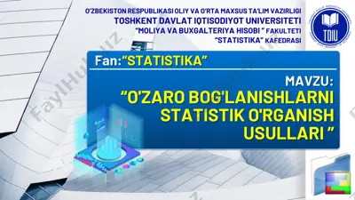 o'zaro bog'lanishlarni statistik o'rganish usullari — PDF