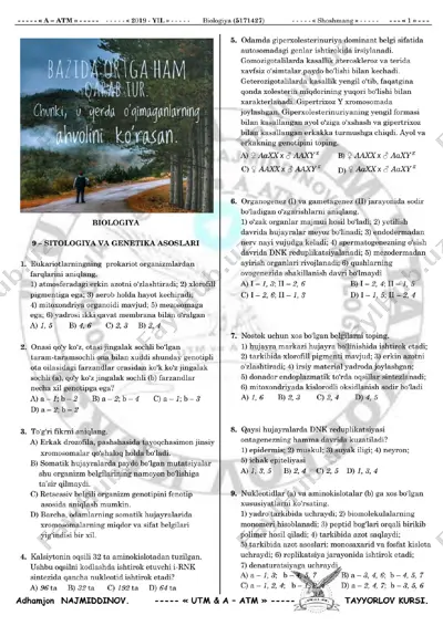 sitologiya va genetika asoslar — PDF