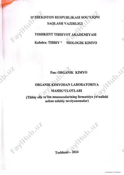 organik kimyodan laboratoriya mashg'ulotlari — PDF