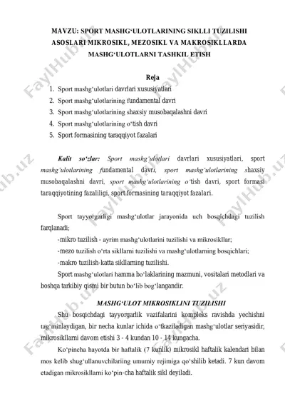 sport mashgʻulotlarining siklliy tuzilishi asoslari — PDF
