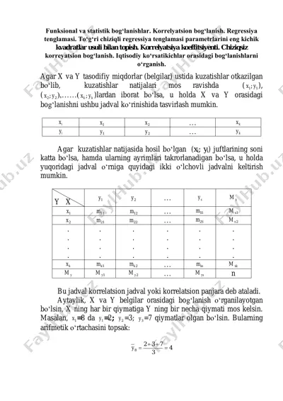 funksional va statistik bog‘lanishlar — PDF