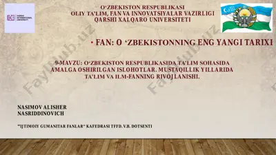 ta'lim sohasida islohotlar — PDF