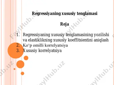 regressiyaning xususiy tenglamasi — PDF