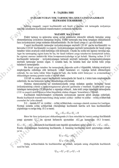 o’zgaruvchan tok tarmog’ida izolyatsiya nazorati sxemasini tekshirish — PDF