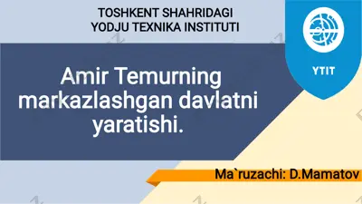 amir temurning markazlashgan davlatni yaratishi — PDF