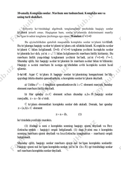 kompleks sonlar — PDF